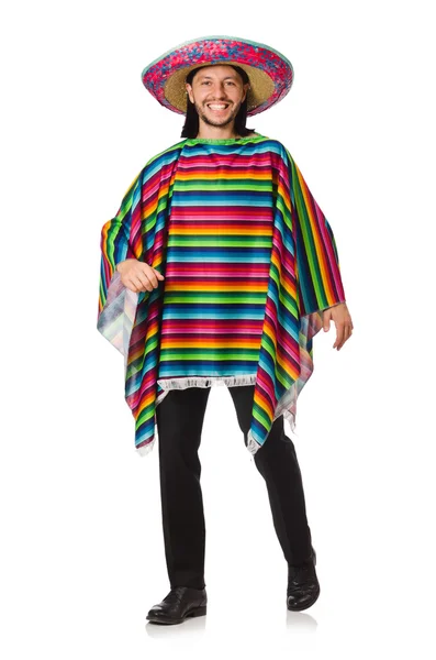 Hombre guapo en poncho vívido — Foto de Stock