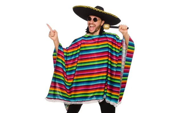 Hombre guapo en poncho vívido — Foto de Stock