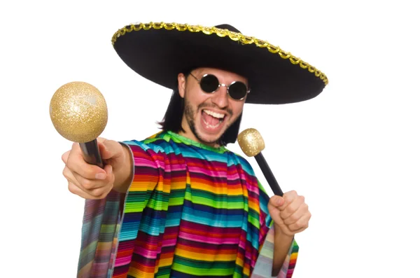 Hombre guapo en poncho vívido — Foto de Stock