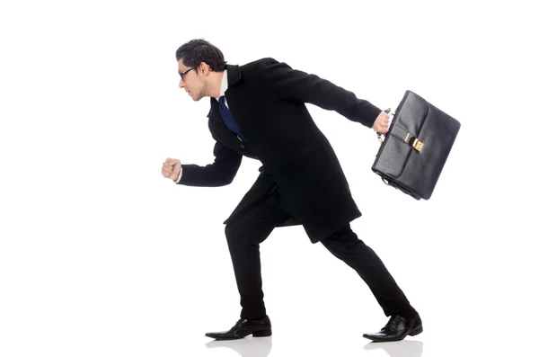 Young man holding suitcase — Stock Photo, Image