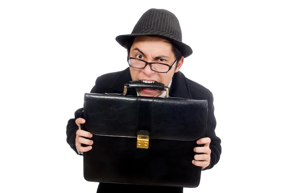 Young man holding suitcase — Stock Photo, Image