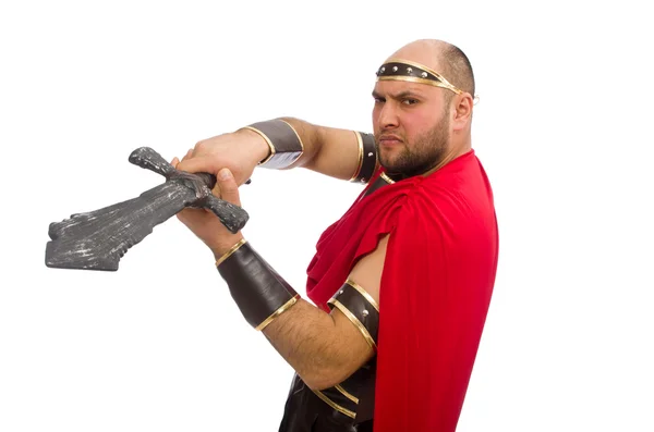 Gladiateur avec épée isolé sur blanc — Photo