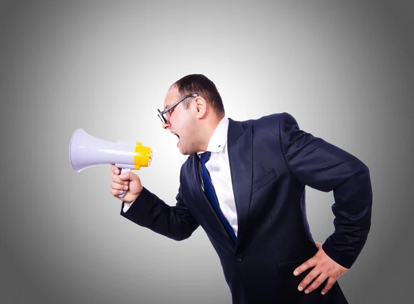 Lustiger Geschäftsmann gegen das Gefälle — Stockfoto