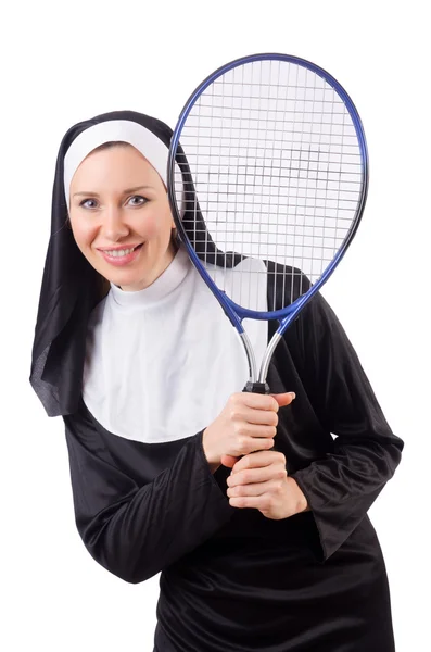 Pretty nun isolated on white — Stock Photo, Image