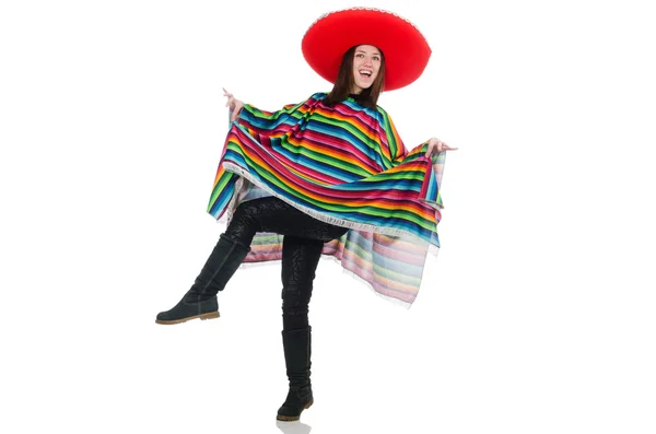 Vacker mexikansk flicka i levande pocho isolerad på vit — Stockfoto