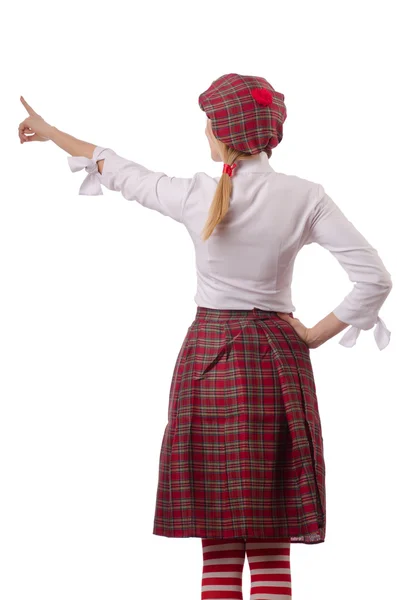 Kvinna i traditionella skotska kläder — Stockfoto