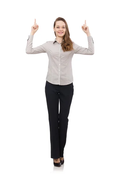 Senhora de trabalho isolado em branco — Fotografia de Stock