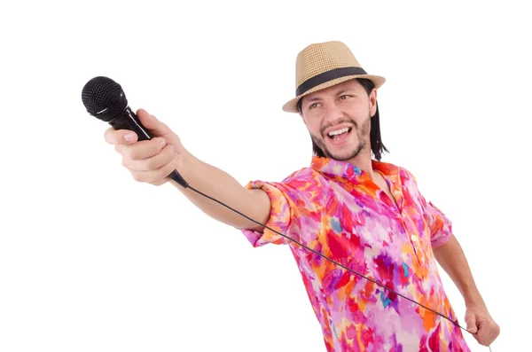 Homem de camisa colorida isolado em branco — Fotografia de Stock