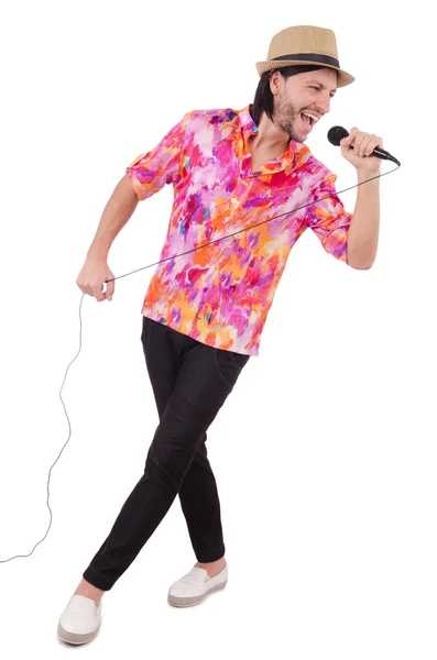 Hombre de camisa colorida aislado en blanco — Foto de Stock