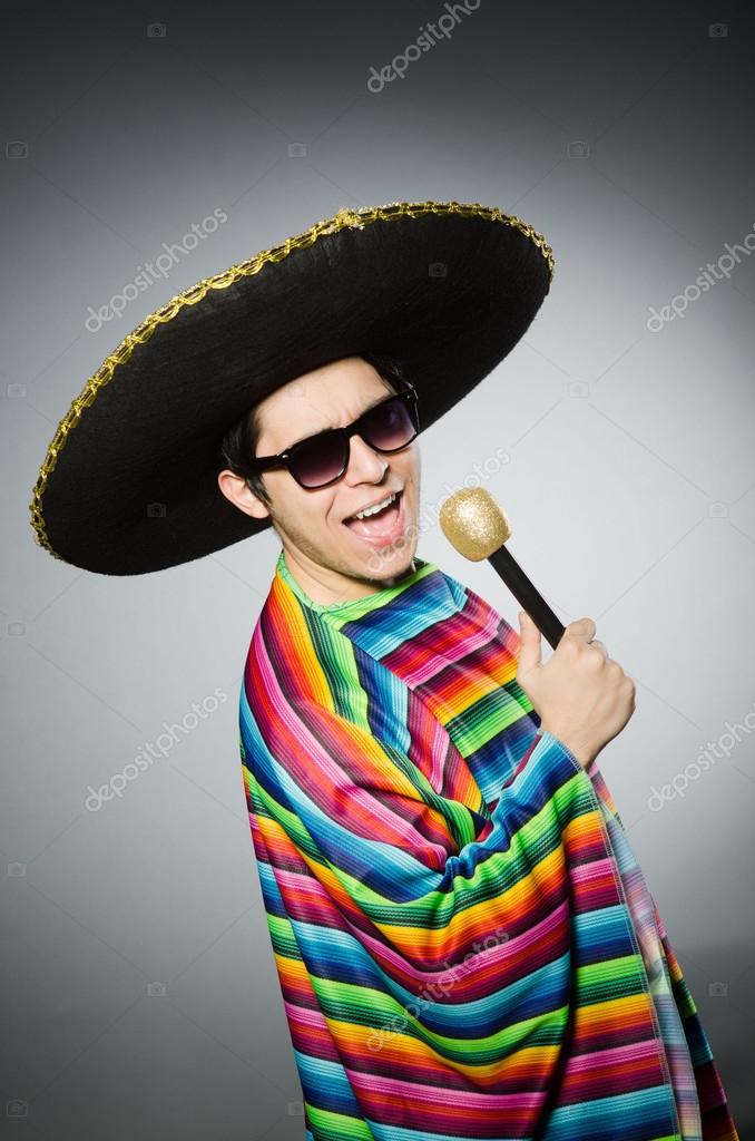 Funny mexican singing in karaoke — Stock Photo © Elnur_ 73149439