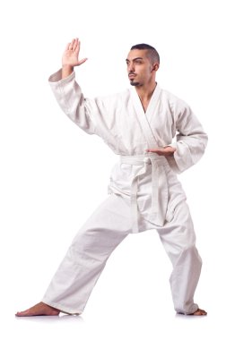 karate avcı üzerinde beyaz izole