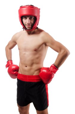 Beyaz tenli komik boksör.