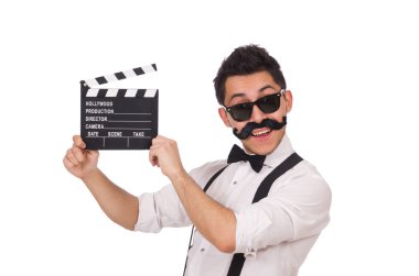 Komik beyaz izole film tokmağı ile