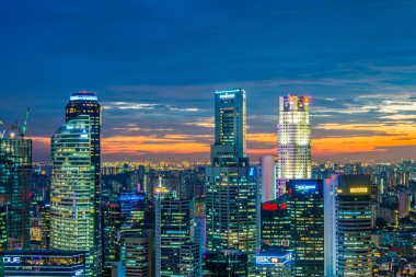 Singapur Panoraması şehir merkezi silueti