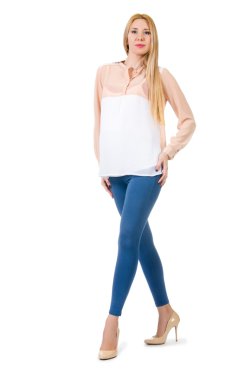 Güzel hamile kadın beyaz tenli.