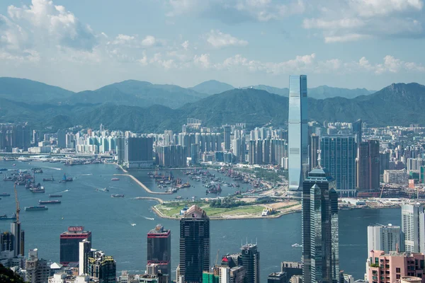 Weergave van Hong Kong tijdens zonnige dag — Stockfoto