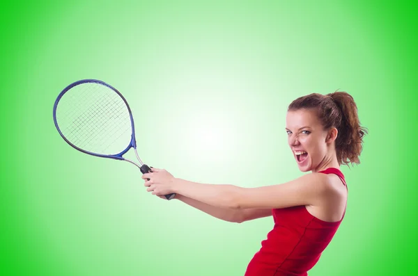 Jugadora de tenis contra el gradiente — Foto de Stock