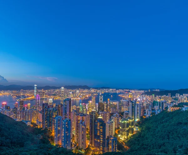 Vue de Hong Kong pendant les heures de coucher du soleil — Photo