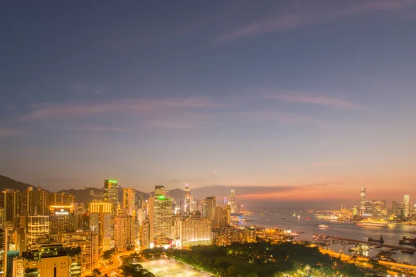 Вид на Гонконг під час заходу сонця. — стокове фото