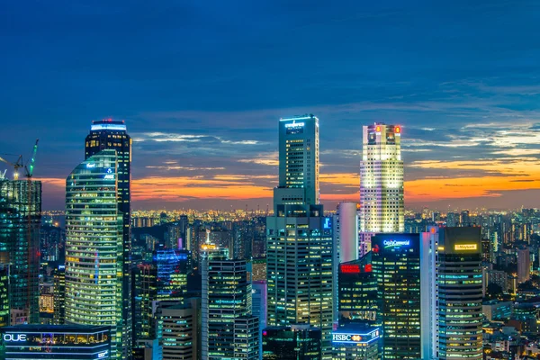 新加坡市中心天际线全景 — 图库照片