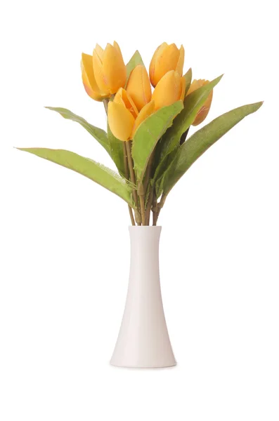 Vase with colorful tulips — Stock Photo, Image