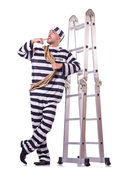 Prisoner with stairway and rope — Stock Photo, Image