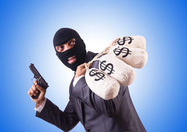 Criminal Businessman with sacks of money — Stock Photo, Image