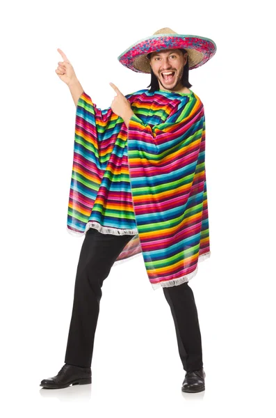 Handsome man in vivid poncho isolated on white — Stock Photo, Image