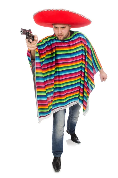 Funny mexican holding pistol — Stock Photo, Image