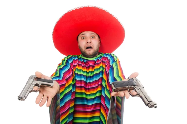 Funny mexican holding pistols — Stock Photo, Image