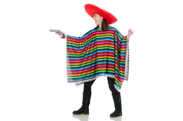 Menina mexicana bonita em poncho vívido — Fotografia de Stock