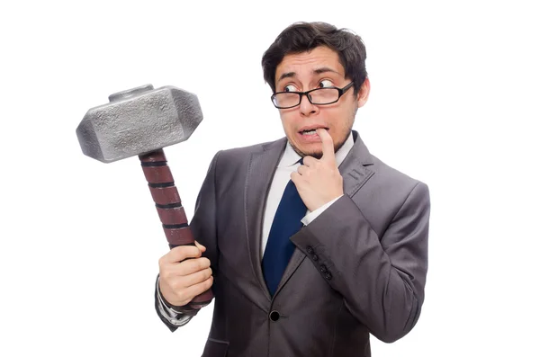 Geschäftsmann mit Hammer — Stockfoto