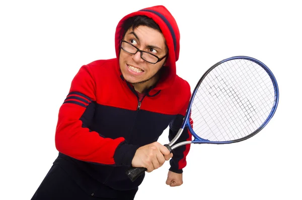 Giovane uomo che indossa costume sportivo isolato su bianco — Foto Stock