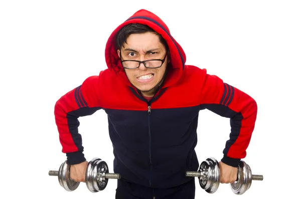 Young man with dumbbells — Stock Photo, Image