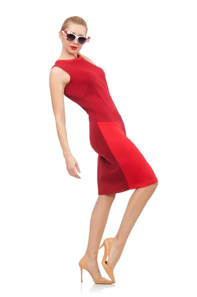 赤いドレスを着てはかなり若い女性 — ストック写真