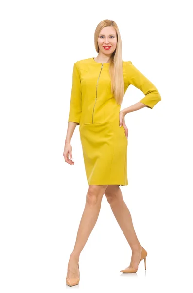 Pretty girl in yellow dress — Stock Photo, Image