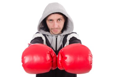 Beyaz tenli komik boksör.