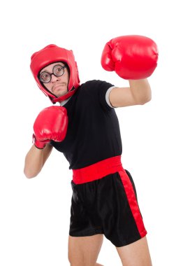Beyaz tenli komik boksör.