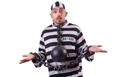 Üzerinde beyaz izole hapse mahkum