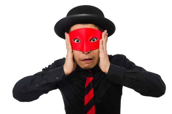 Hombre joven con máscara roja —  Fotos de Stock