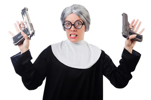 Comic nun isolated on white — Stock Photo, Image