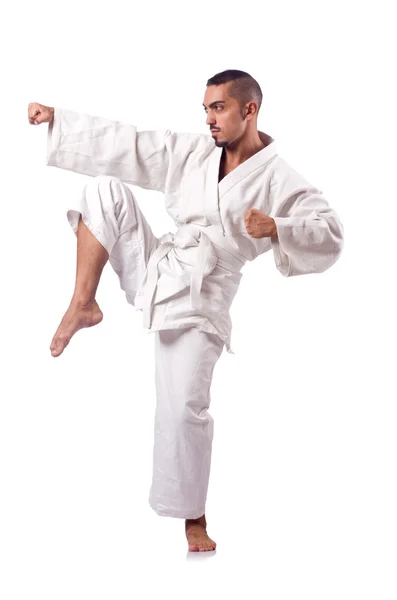 Karate fighter isolerade — Stockfoto