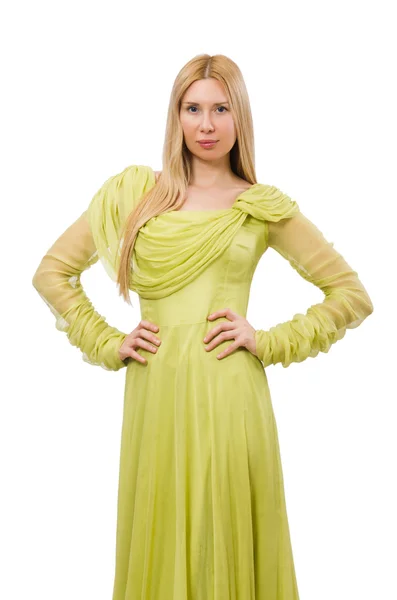 Hübsches Mädchen im eleganten grünen Kleid — Stockfoto