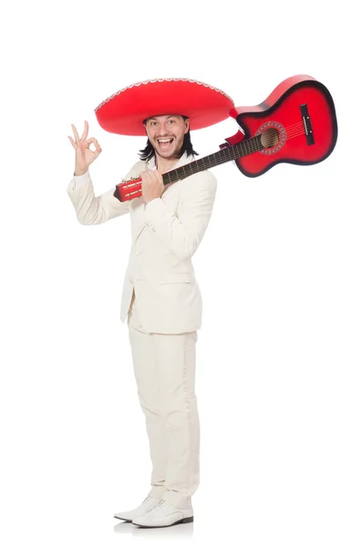 Guitarrista mexicano isolado em branco — Fotografia de Stock