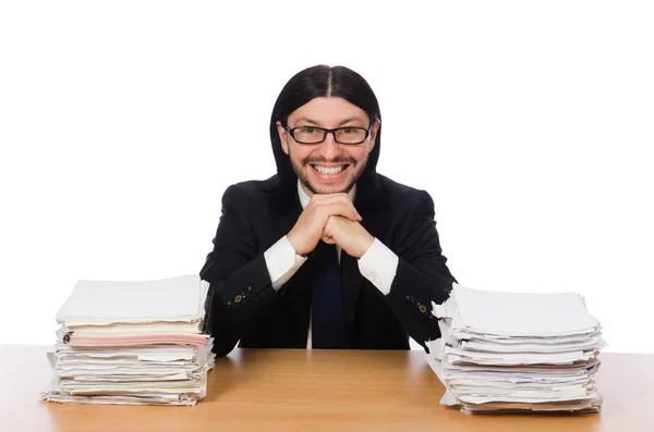 Businessman overwhelmed and stressed from paperwork — Stock Photo, Image