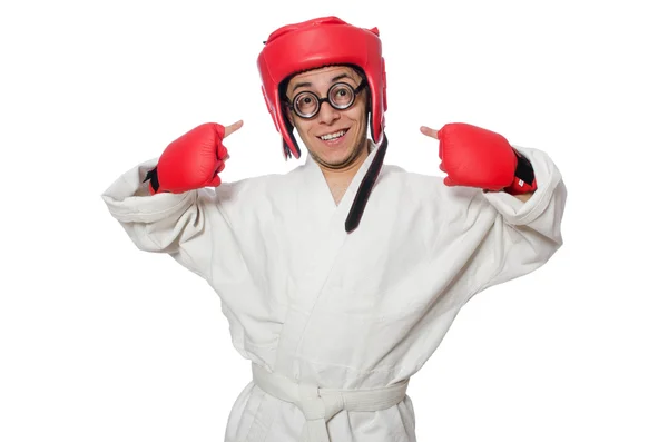 Hombre boxeador aislado en blanco — Foto de Stock