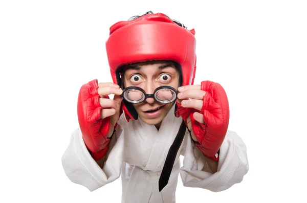 Hombre boxeador aislado en blanco — Foto de Stock