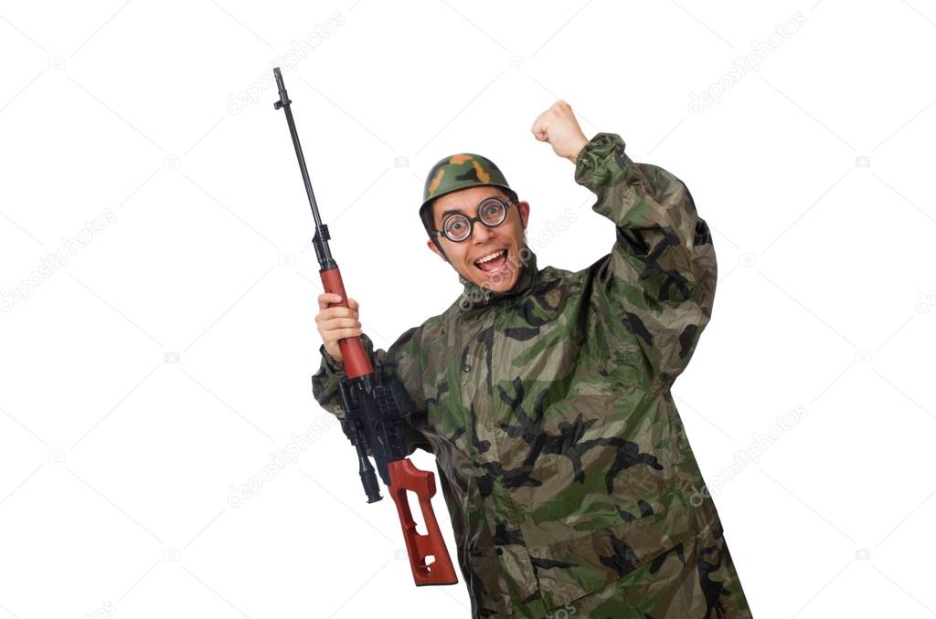 Military man with a gun