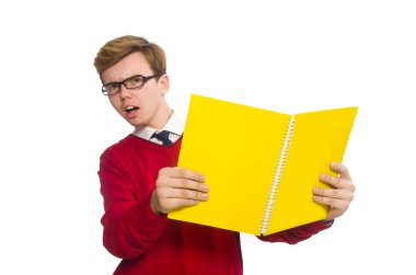 Kağıt üzerinde beyaz izole ile öğrenci