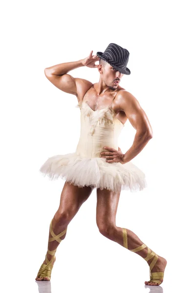 Homme en tutu dansant le ballet — Photo